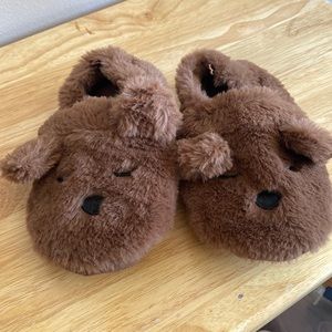 Kids slip on bear slippers